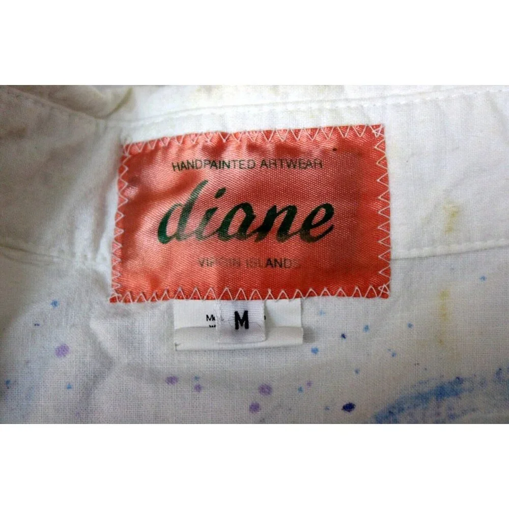 90s Diane St Thomas Hand Painted Shirt Koi Fish Silver Sparkle Splatter Paint - Picture 13 of 14